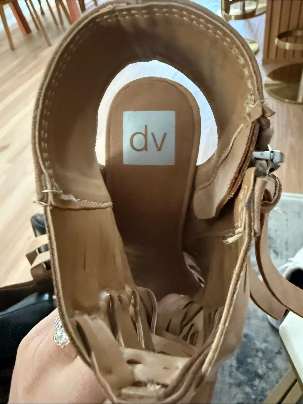 Dolce Vita Tan Woven Cutout Zipper-Up Heels 7.5